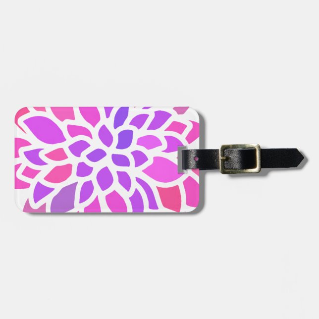 Étiquette À Bagage Fleur Hippie rose Rétro Moderne (Devant horizontal)