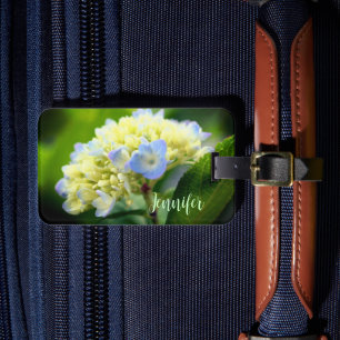 Étiquette À Bagage Fleur Hydrangée Bleue Douce Personnalisée