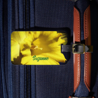 Étiquette À Bagage Fleur jonquille Jaune Fermer Personnalisée