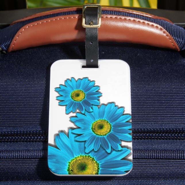 Étiquette À Bagage Fleur marguerite avec pétales bleus (Insitu Rectoal 2)
