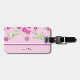 Étiquette À Bagage Fleur Moderne Rose