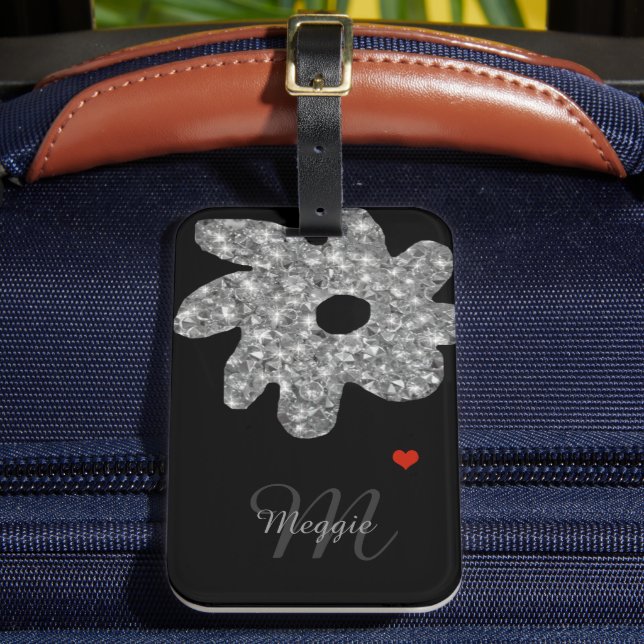Étiquette À Bagage fleur - noir personnalisé (Insitu Rectoal 2)