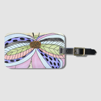 Étiquette À Bagage Fleur Papillon Vierge