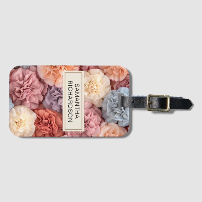 Étiquette À Bagage Fleur personnalisée rose (Devant Horizontal)