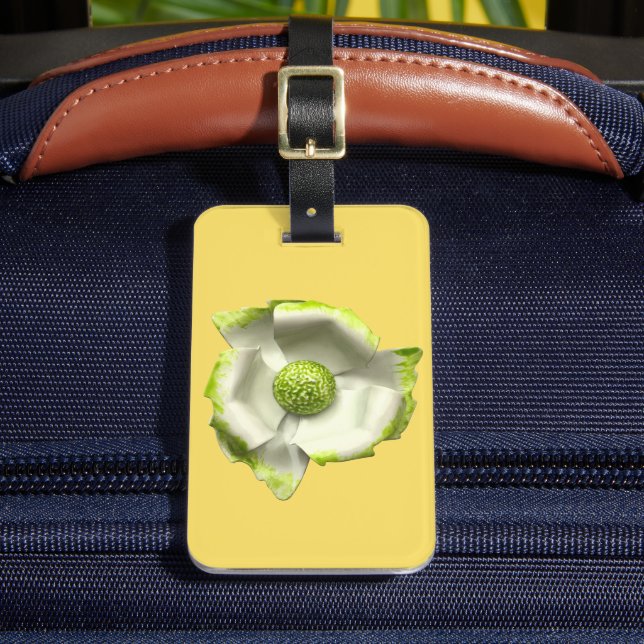 Étiquette À Bagage Fleur Rétro MOD Floraison Printanière Verte Blanch (Insitu Rectoal 2)
