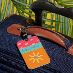 Étiquette À Bagage Fleur Rétro Nom Personnalisé