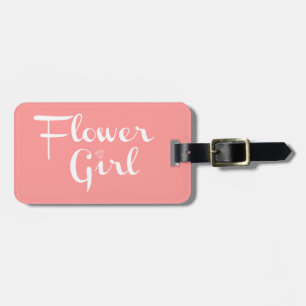 Étiquette À Bagage Fleur Retro Script blanc sur Pêche