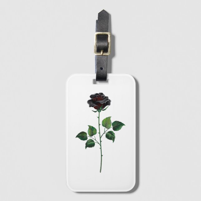 Étiquette À Bagage Fleur rose noire (Devant Vertical)