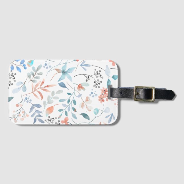 Étiquette À Bagage Fleur sauvage d'aquarelle Floral (Devant Horizontal)