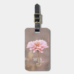 Étiquette À Bagage Fleur sauvage Monogramme rose rose vif Montana