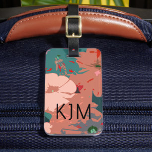 Étiquette À Bagage Fleur sauvage Monogrammes Floral Personnalisé Nom