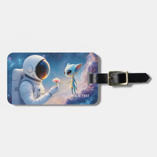 Étiquette À Bagage Fleur spatiale de l'astronaute d'Imaginaire (Devant horizontal)