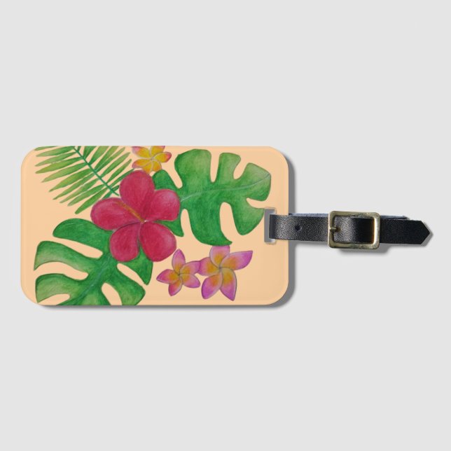 Étiquette À Bagage Fleur tropicale (Devant Horizontal)