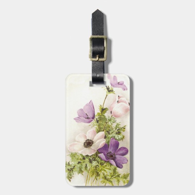 Étiquette À Bagage Fleur vintage d'anémone (Devant Vertical)