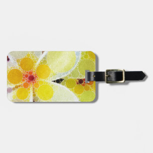 Étiquette À Bagage Fleurs abstraites jaunes