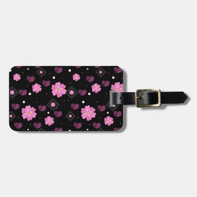 Étiquette À Bagage Fleurs Aimer Valentine Motif (Devant horizontal)