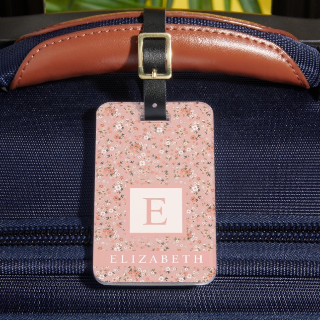 Étiquette À Bagage Fleurs blanches florales customisées pastel rose p (Insitu Rectoal 2)