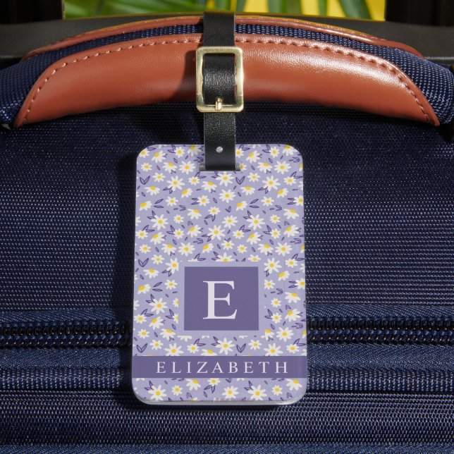 Étiquette À Bagage Fleurs blanches violettes customisées Violet Flora (Insitu Rectoal 2)