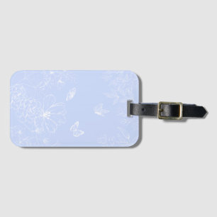 Étiquette À Bagage Fleurs bleu clair Motif, Floral, Minimaliste