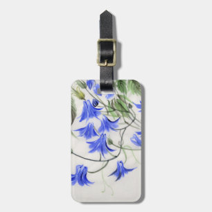 Étiquette À Bagage Fleurs bleues