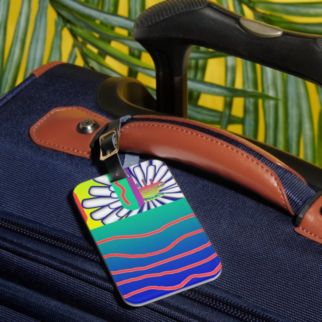 Étiquette À Bagage Fleurs Bleues Arc-en-ciel    (Insitu Rectoal 1)