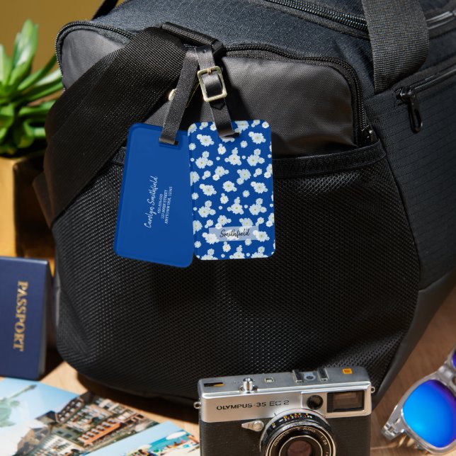 Étiquette À Bagage Fleurs Bleues Douces Fleurs Bleues Fleurs Botaniqu (Recto & Verso)