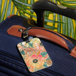 Étiquette À Bagage Fleurs charmantes en fleurs au design coloré