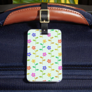 Étiquette À Bagage Fleurs colorées, Motif Floral, Verdure, Boho