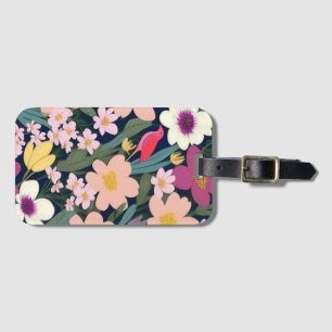Étiquette À Bagage Fleurs colorées rose joli