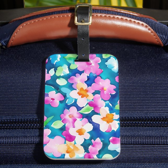 Étiquette À Bagage Fleurs d'aquarelle rose et jolie (Insitu Rectoal 2)