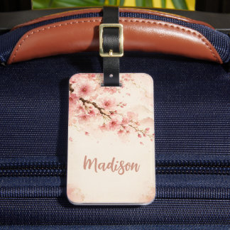 Étiquette À Bagage Fleurs de aquarelle florale personnalisée pêche ro