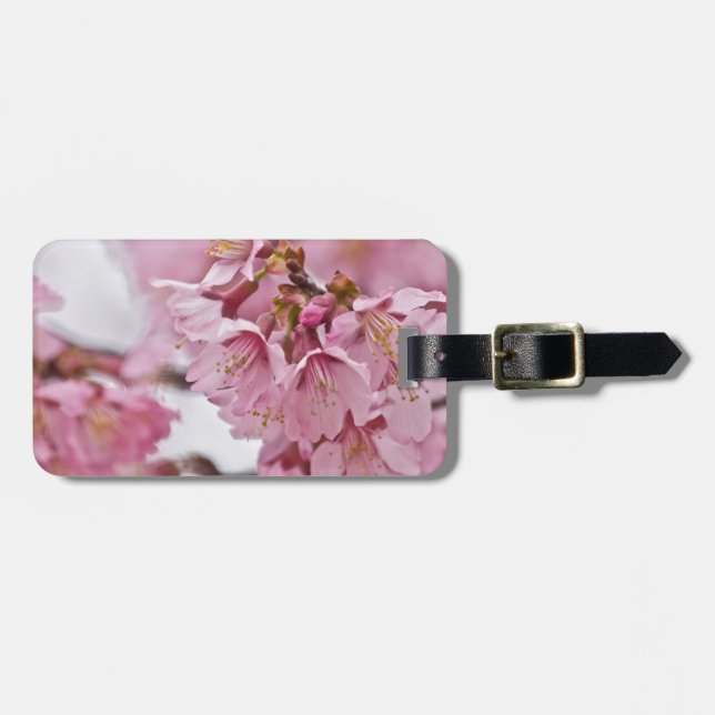 Étiquette À Bagage Fleurs de cerisier Sakura rose pâle (Devant horizontal)