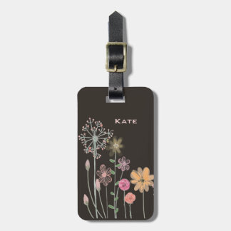 Étiquette À Bagage Fleurs de couleur d'eau sauvage personnalisées