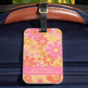 Étiquette À Bagage Fleurs de Jardin Rétro 60s les années 70 motif Flo