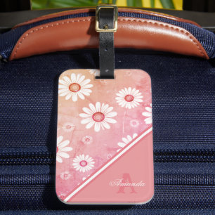 Étiquette À Bagage Fleurs de marguerite : Modèle floral minimaliste