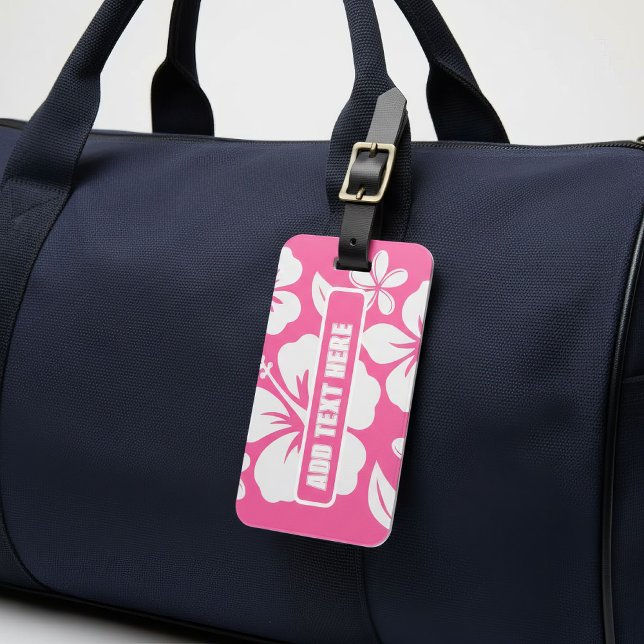 Étiquette À Bagage Fleurs de plage rose tropicale (holidays!)