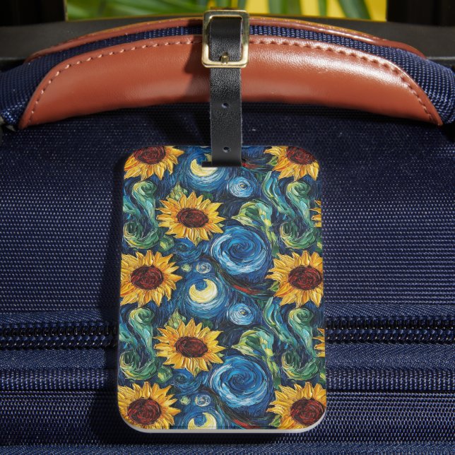 Étiquette À Bagage Fleurs de soleil Van Gogh et nuit étoilée (Insitu Rectoal 2)