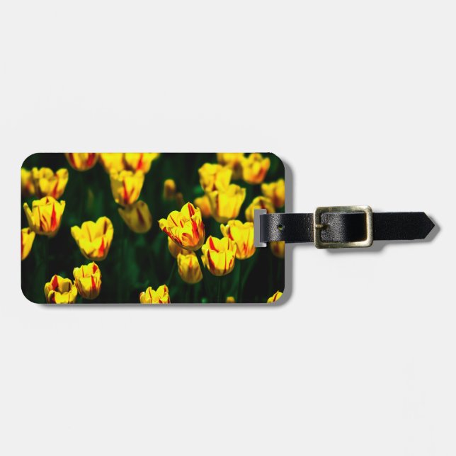 Étiquette À Bagage Fleurs de tulipe jaune (Devant horizontal)