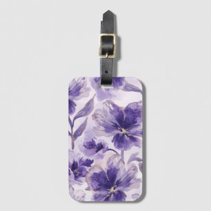 Étiquette À Bagage Fleurs de violet aquarelle fleurs violettes peinte