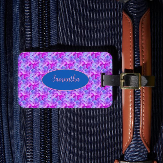 Étiquette À Bagage Fleurs d'Hibiscus blanc Bouquet teinté Personnalis (Insitu Rectoal 4)