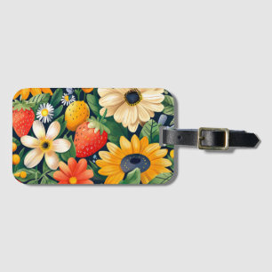 Étiquette À Bagage Fleurs du jardin d'été Motif de fraises