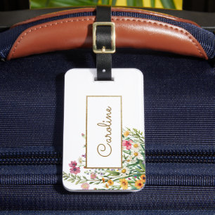 Étiquette À Bagage Fleurs élégantes personnalisées