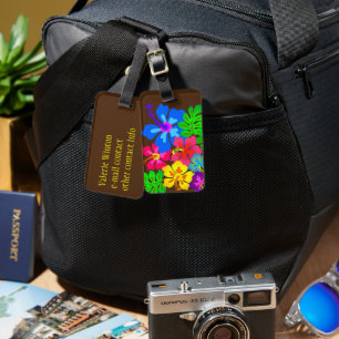 Étiquette À Bagage Fleurs Hawaïennes Art Hibiscus