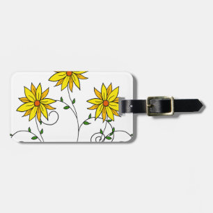 Étiquette À Bagage Fleurs jaunes joyeuses et amusantes Art doodle