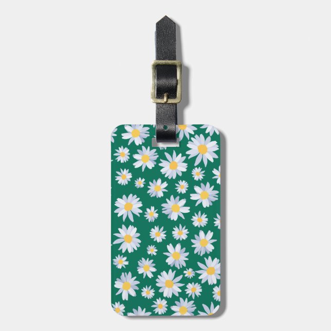 Étiquette À Bagage Fleurs marguerites blanches de classe design botan (Devant Vertical)