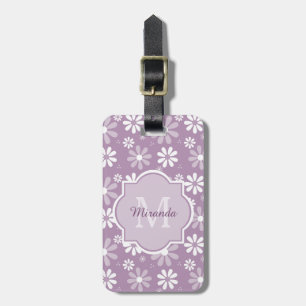 Étiquette À Bagage Fleurs mauve-clair et nom de marguerite de