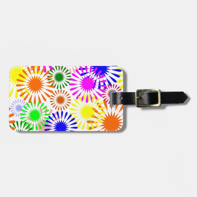 Étiquette À Bagage Fleurs multicolores (Devant horizontal)
