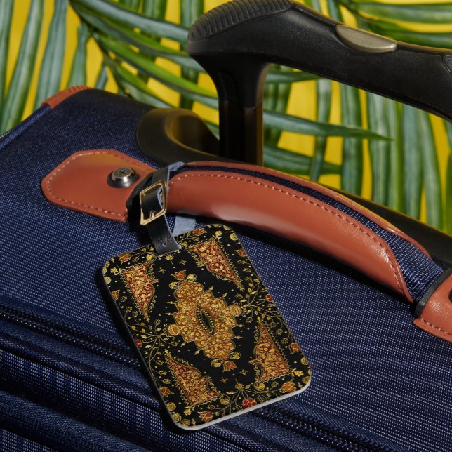 Étiquette À Bagage Fleurs noires et dorées tombées (Insitu Rectoal 1)