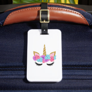 Étiquette À Bagage Fleurs or Magique Unicorne filles