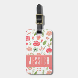 Étiquette À Bagage Fleurs Pastel Assorties Arrière - plan blanc